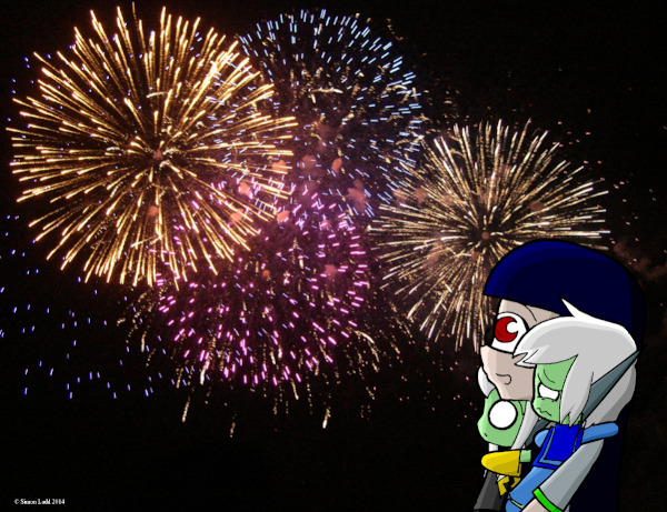 Those aren't fireworks. Tabitha accidentally blew up the moon.