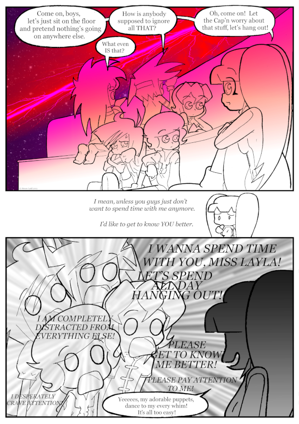They're being approached by one of the unused frames from the previous page. JPG files have more mass than GIFs so they travel through space more slowly, everyone knows this.