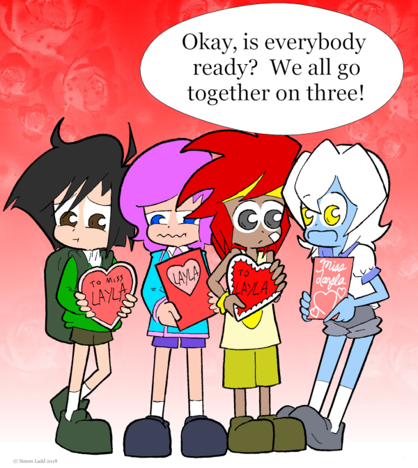 You just KNOW Avi has an elaborate group pose for when they give the valentines to her.
