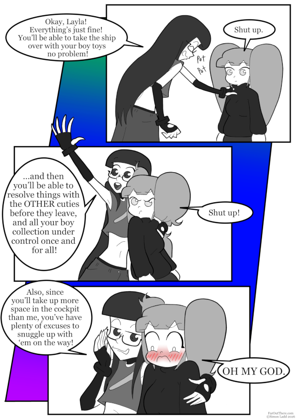 I spent more time than I should have debating whether the "arm around one shoulder" maneuver should earn a "hugs" tag or not.  (It didn't)