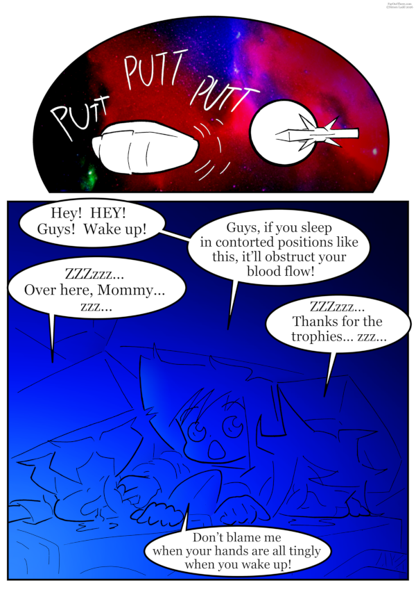 ...and the thing is, I didn't even intend the "sleeping" aspect to be a reference to Real Life.  I drew this over a week ago!
