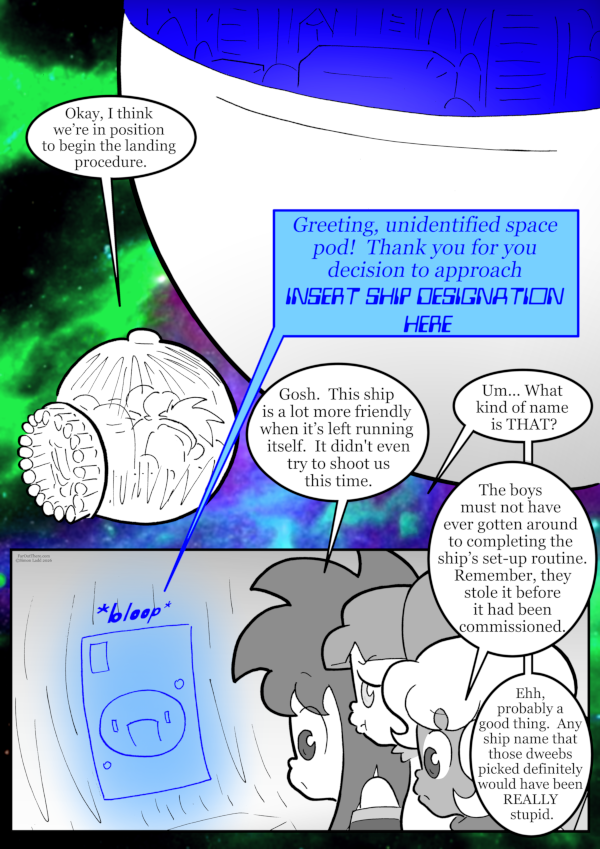Actually, the real surprise here is, apparently, Tabitha didn't think to program in any sort of name for the food ship either.